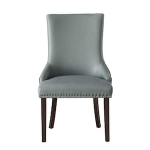 Piper Light Grey/Chrome PU Leather Nailhead Armless Dining Chair (Set of 2)