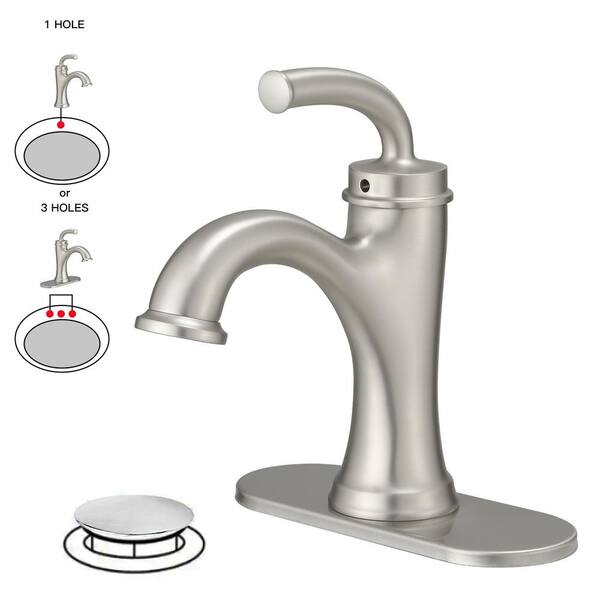 Single Handle Single Hole Bathroom Faucet in Brushed Nickel