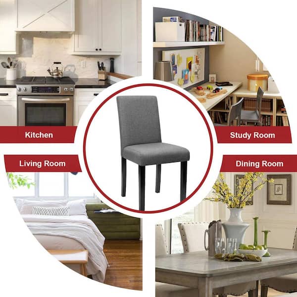LACOO Gray Dining Chairs Fabric Upholstered Parson Kitchen LACOO Gray Dining Chairs Fabric Upholstered Parson Kitchen