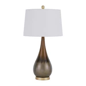 30 in. Taupe Metal Table Lamp with White Empire Shade