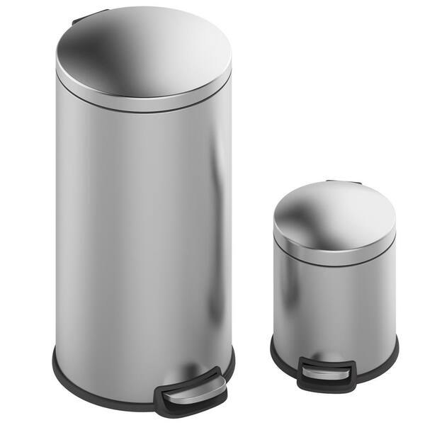 30-Liter Fingerprint-Proof Brushed Stainless Steel Round Step-On Trash Can 