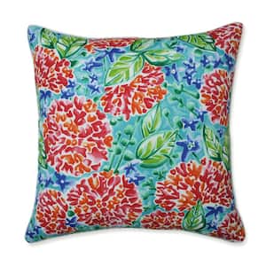 Floral Pink Square Outdoor Square Throw Pillow