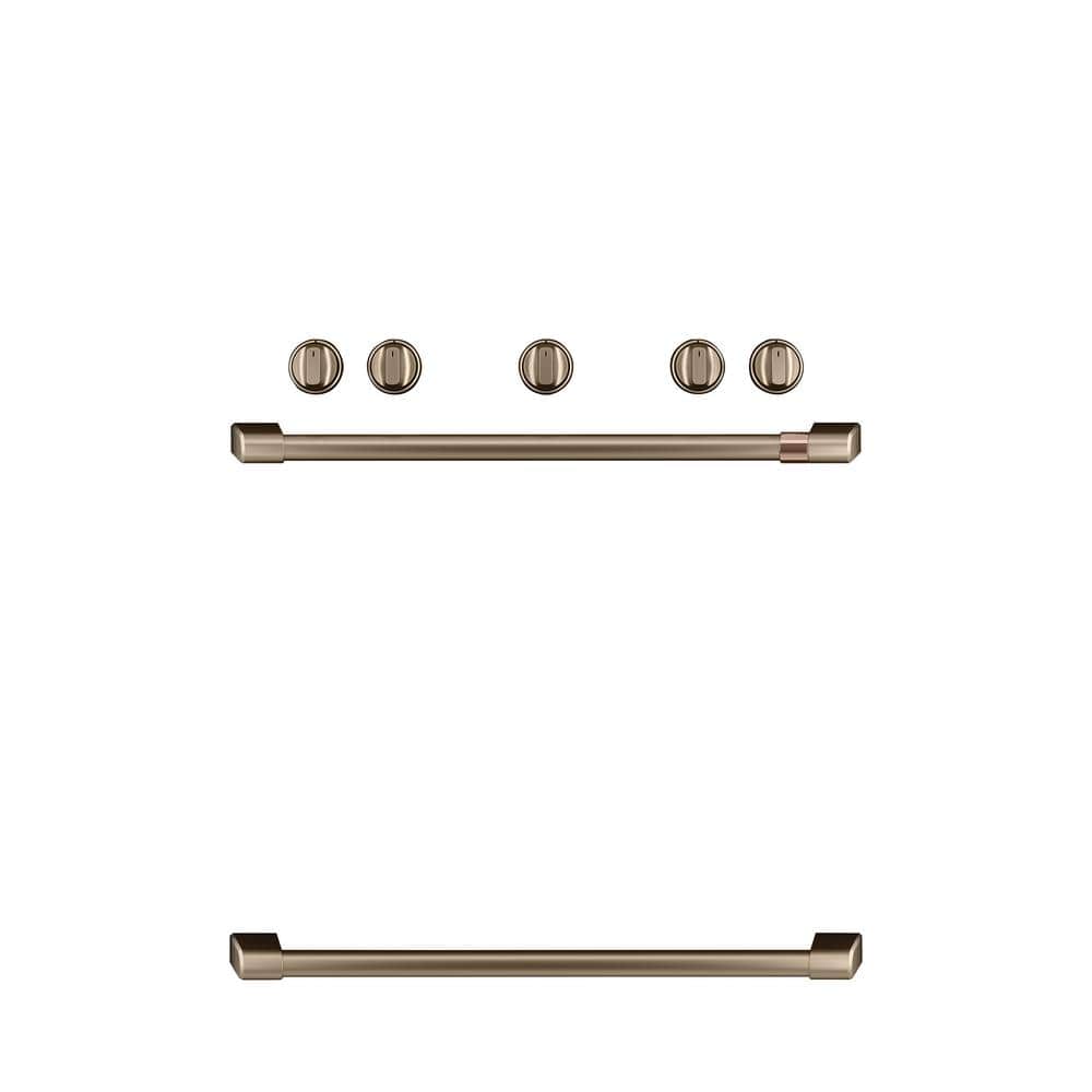 Cafe Freestanding Gas Range Handle and Knob Kit in Brushed Bronze