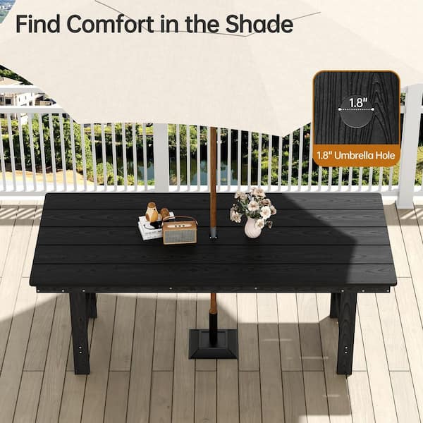 INNUMIA 7-Piece Plastic Rectangular Outdoor Dining Set, HDPE Patio