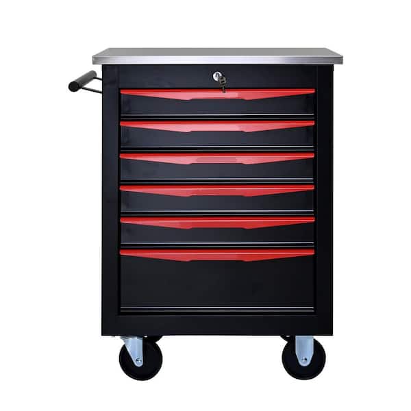 13.58 in. 6 Drawers Tool Cart w/ Wheels, Metal Rolling Tool Cabinets Storage for Garage Workshop Warehouse Repair Shop