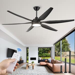 66 in. Indoor/Outdoor Black Low Profile Standard Ceiling Fan with 3-Color Temperature Integrated Led with Remote Control