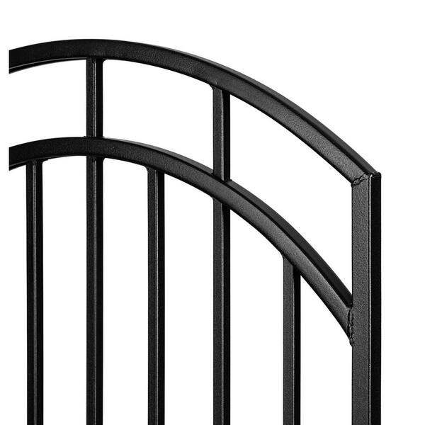 NUVO IRON 2.75 ft. x 4.67 ft. Benitoite Profile Black Iron Center Point Arched Top Fence Gate