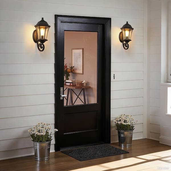 PAKOKULA 19.5 in. 1-Light Black Farmhouse Dusk to Dawn Outdoor