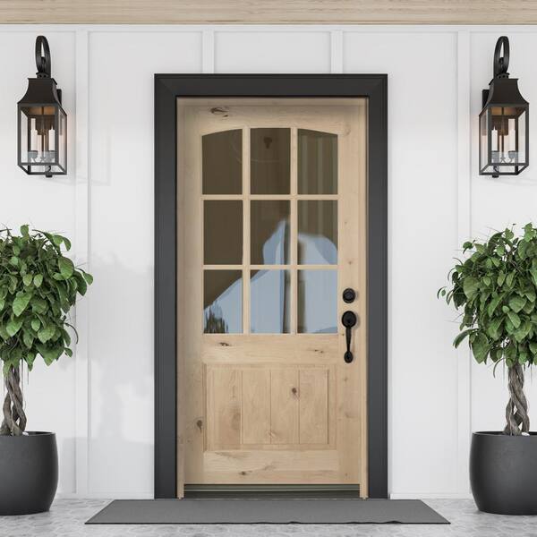 Krosswood Doors 36 in. x 80 in. Rustic Knotty Alder Arch Top V