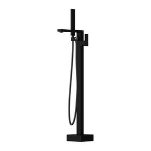 Single-Handle Freestanding Bathtub Faucet, High Flow Rate Max 6 GPM, Floor Mounted Tub Filler with Hand Shower in Black