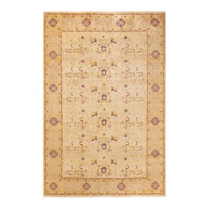 Mogul One-of-a-Kind Traditional Ivory 6 ft. 1 in. x 9 ft. 2 in. Oriental Area Rug