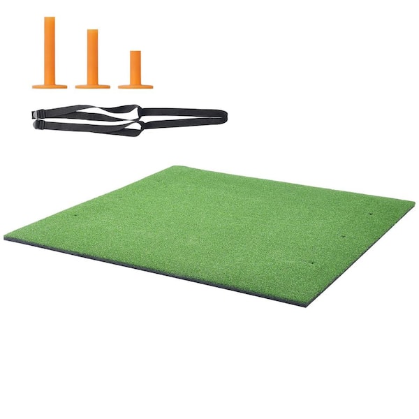 VEVOR Golf Hitting Mat, 5 ft. x 5 ft. Artificial Turf Golf Hitting Mat Thickened Golf Hitting Training Aids with 3 Rubber Tees