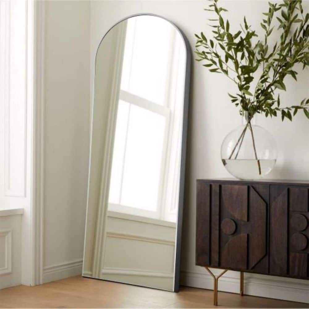 Silver 23.6 in. W x 71 in. H Arch Metal Full Length Mirror Full Body Floor 