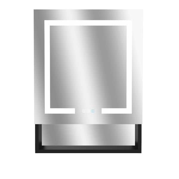 Unbranded 24 in. W x 32 in. H Rectangular Black Aluminum Medicine Cabinet with Mirror