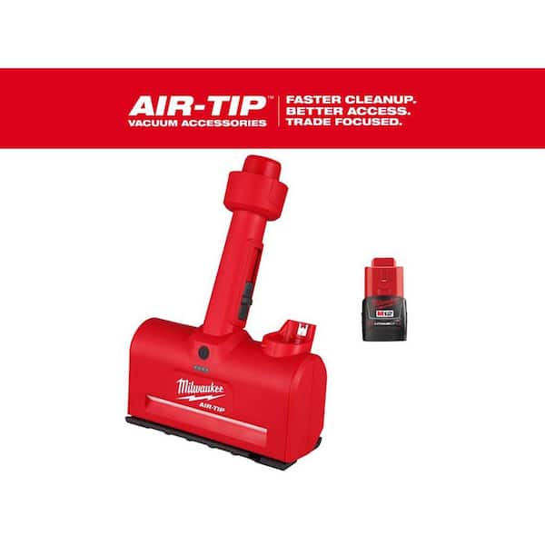 Milwaukee M12 AIR-TIP 1-1/4 in. - 2-1/2 in. Wet/Dry Shop Vacuum Utility Nozzle Attachment w/M12 2.0 Ah Compact Battery Pack
