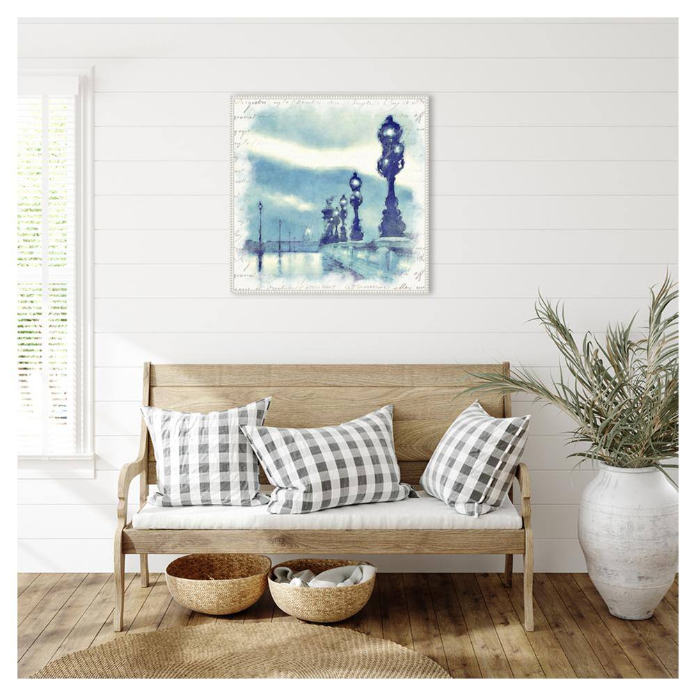 Paris in Blue II 30'' White Framed Canvas Wall Art