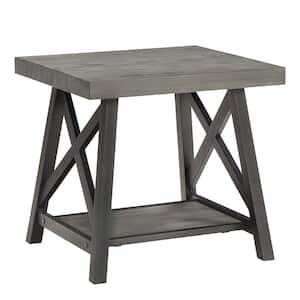 Grey End Table With Shelf