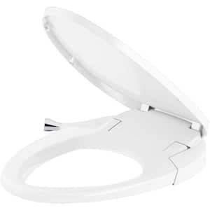 Purewash Non- Electric Bidet Seat for Elongated Toilet in White with Polished Chrome Handles
