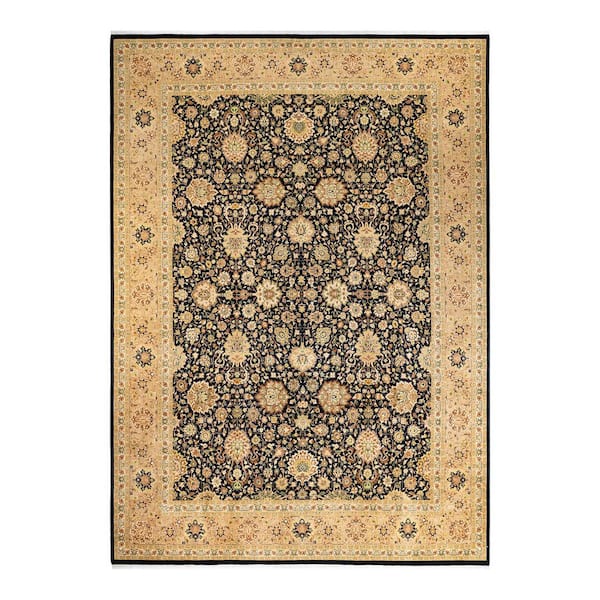 Mogul Black 10 ft. x 14 ft. Oriental Wool Indoor Area Rug