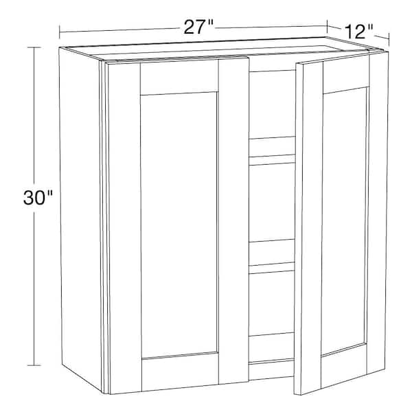 Arlington Vesper White Plywood Shaker Stock Assembled Wall Kitchen Cabinet Soft Close 27 in W x 12 in D x 30 in H