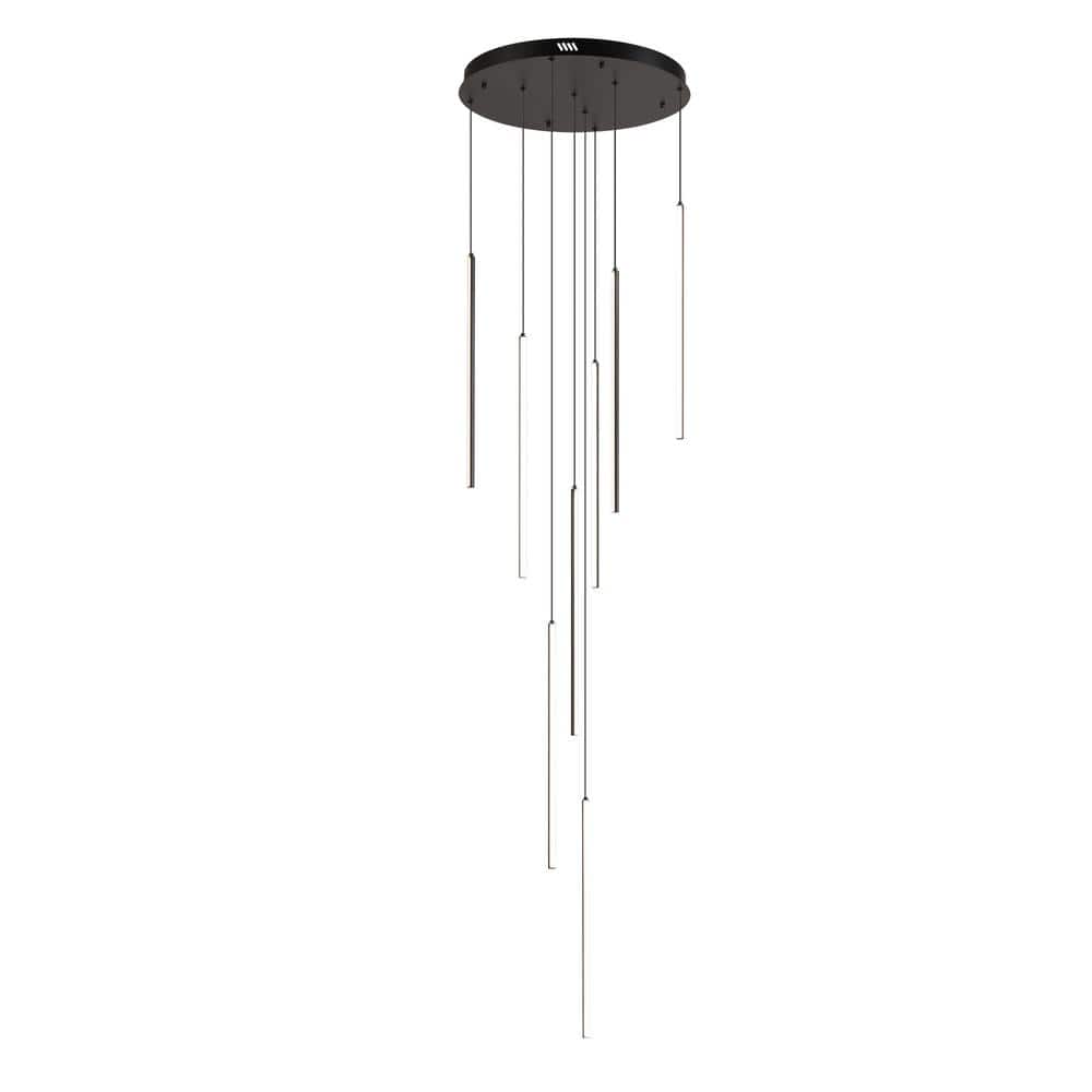 Shamira 8 Light Integrated LED Black Finish Cluster Chute Chandelier for St