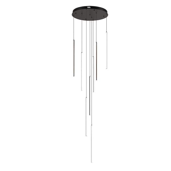 Unbranded Shamira 8 Light Integrated LED Black Finish Cluster Chute Chandelier for Staircases