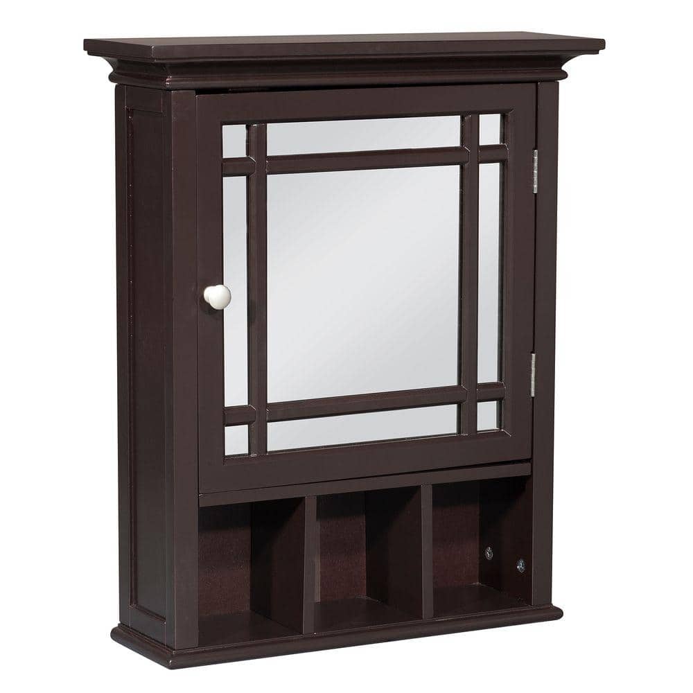 Neal Mission Style Dark Espresso Wood Medicine Cabinet with Mirror