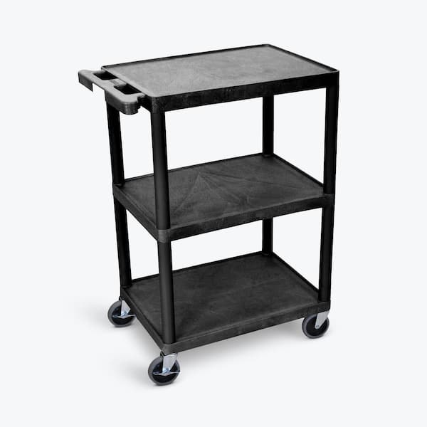 HE 24 in. W x 18 in. D x 34 in. H, 3-Shelf Utility Cart in Black