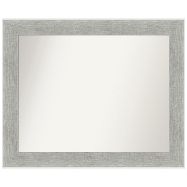 Amanti Art Glam Linen Grey 33 in. W x 27 in. H Non-Beveled Bathroom Wall Mirror in Gray, Silver