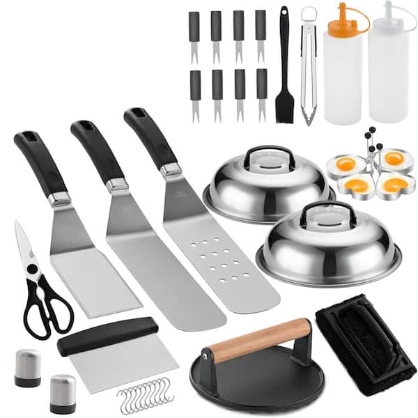 38 Pcs Professional Griddle Accessories Kit Set, Extra Thick Grill Spatula, Turner, Flipper, Flat Top Grill Tools Kit