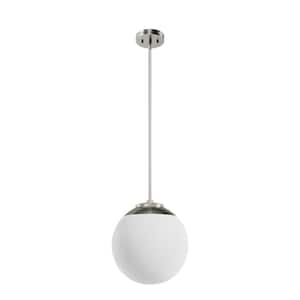 Hepburn 1-Light Brushed Nickel Island Pendant Light with Cased Glass White Shade Included