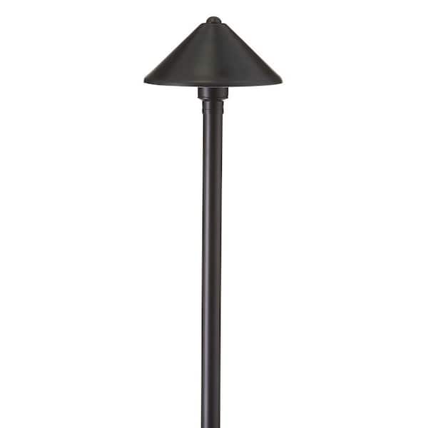 Low Voltage Black Hardwired Brass Conehead Path Light with 3W LED Bulb & Stake