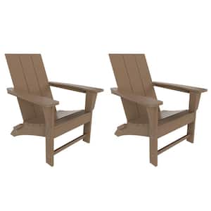 Shoreside Weathered Wood Outdoor Modern Folding Plastic Adirondack Chair