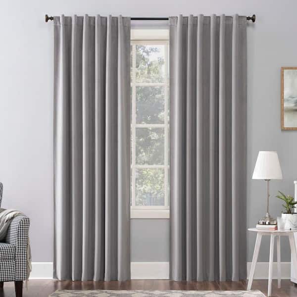 Sun Zero Amherst Velvet Noise Reducing Thermal Polyester Gray 50 in. W x 84 in. L Blackout Curtain Double Panel