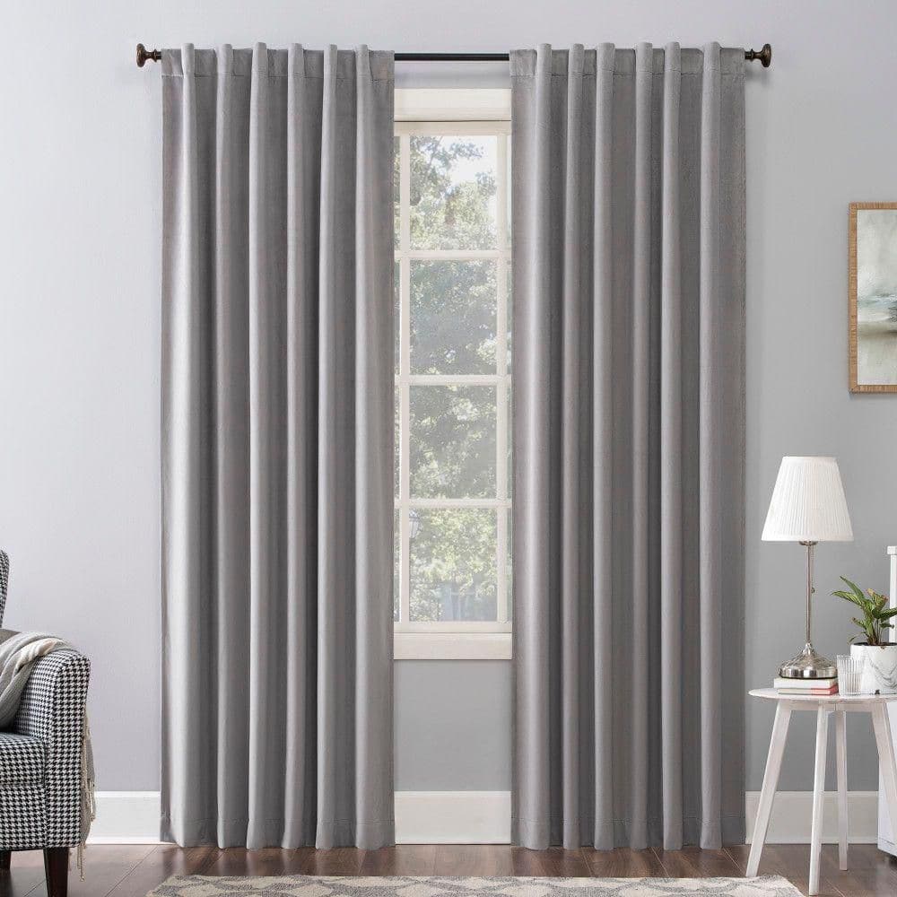 Gray Velvet Blackout Thermal Back Tab Curtain Panel