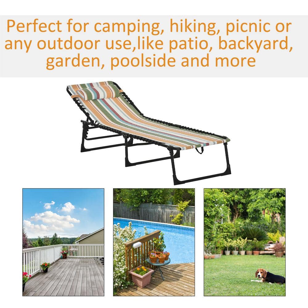 Colorful Steel Armless Outdoor Chaise Lounge with Cushions