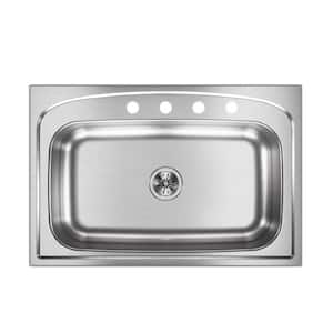 Pergola Drop-In Stainless Steel 33 in. 4-Hole Single Bowl Kitchen Sink