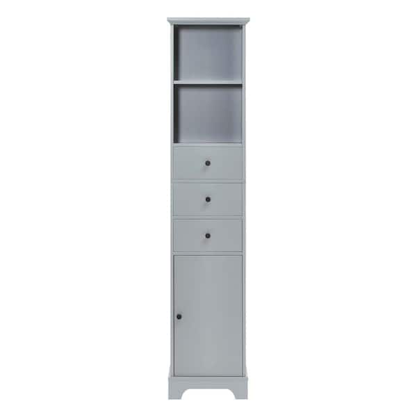 Unbranded 15 in. W x 10 in. D x 68.3 in. H Gray Linen Cabinet Tall Storage Cabinet with 3-Drawers and Adjustable Shelf Bathroom