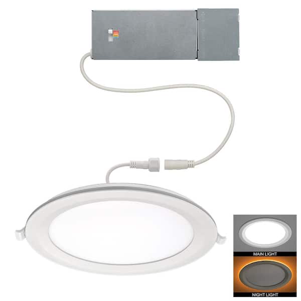 Commercial Electric 8 in. Canless Recessed Light with Night Light LED Flush Mount 1800 Lumens Adjustable CCT New Construction Remodel