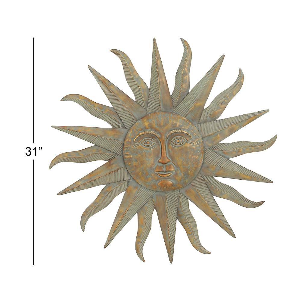 Gold Distressed Metal Sunburst Wall Sculpture