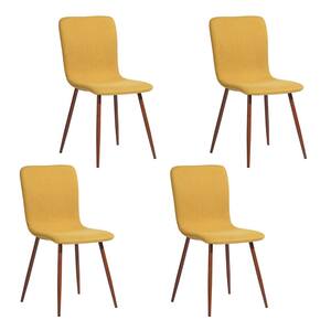 Scargill Yellow Textured Fabric Upholstered Dining Chairs (Set of 4)