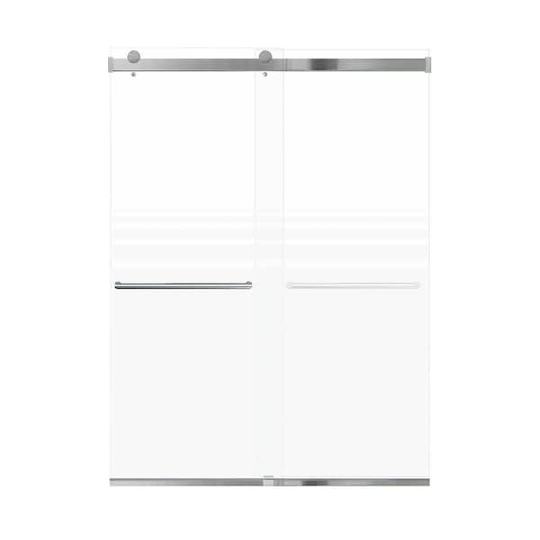 Transolid Brianna 60 in. W x 80 in. H Sliding Frameless Shower Door in Polished Chrome with Frosted Glass