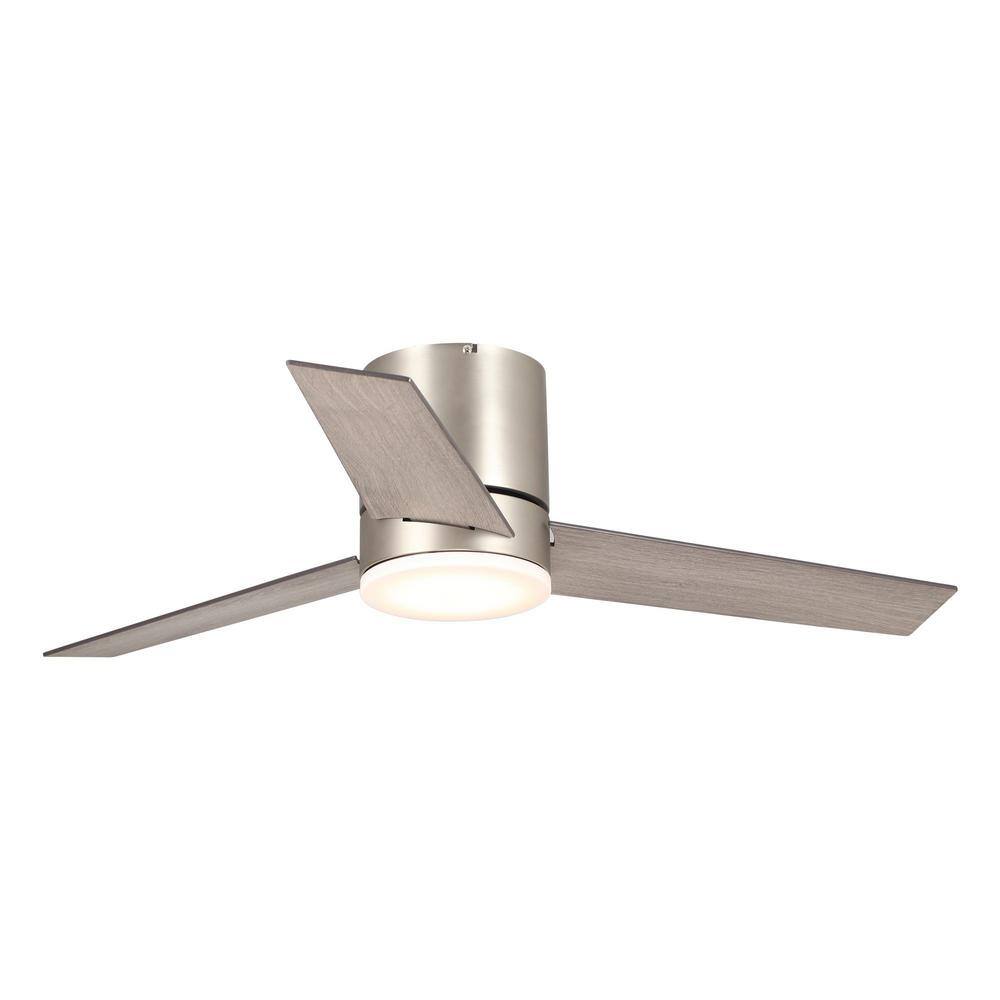 Parrot Uncle Darosa 48 in. LED Nickel 3Blade Flush Mount Ceiling Fan with Remote Control and