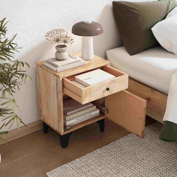 Natural 1 Drawer 18 in. W Nightstand