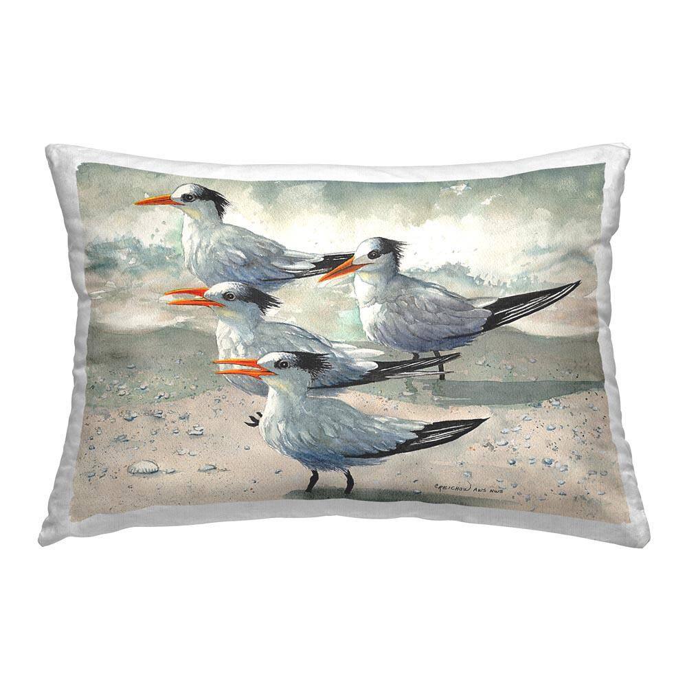Chirping Sea Birds Beige Print Polyester 14 in. x 20 in. Throw Pillow price history on PriceWatchPro
