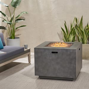 Wellington 15.25 in. x 19.75 in. Square Concrete Propane Outdoor Patio Fire Pit in Dark Grey with Tank Holder