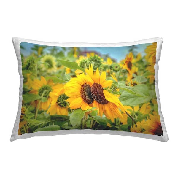 Stupell Industries Country Sunflower Garden Green Floral Polyester 14 in. x 20 in. Throw Pillow