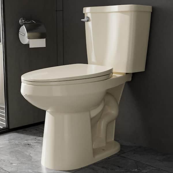 19 in. Tall Toilet 1.28 GPF Single Flush 2-Piece Toilet Elongated ADA Toilet in Bone Comfort Bowl Height Bathroom Toilet
