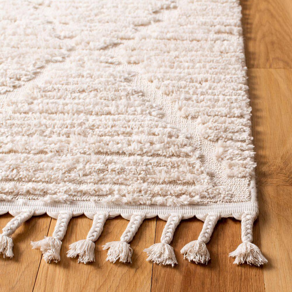 Beige Hand-Knotted Wool and Synthetic 8' x 10' Area Rug