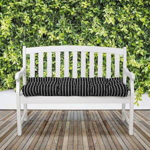 54 in. W Rectangular Patio Bench Cushion in Black Ink, Stripe